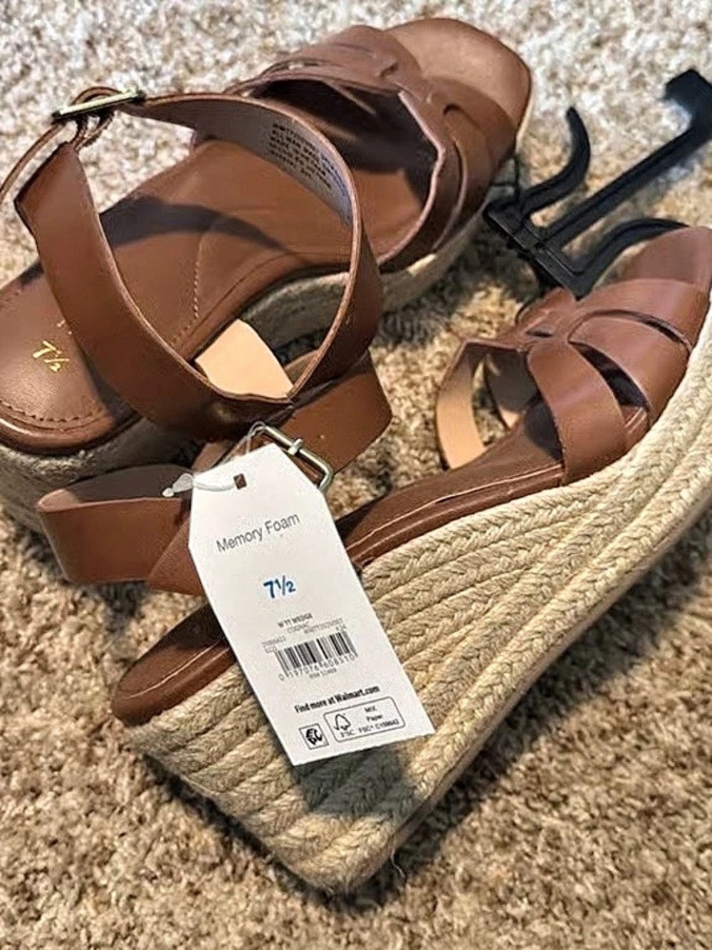 Time and Tru WTT Wedge Brown & Cream Espadrille Wedges US 7